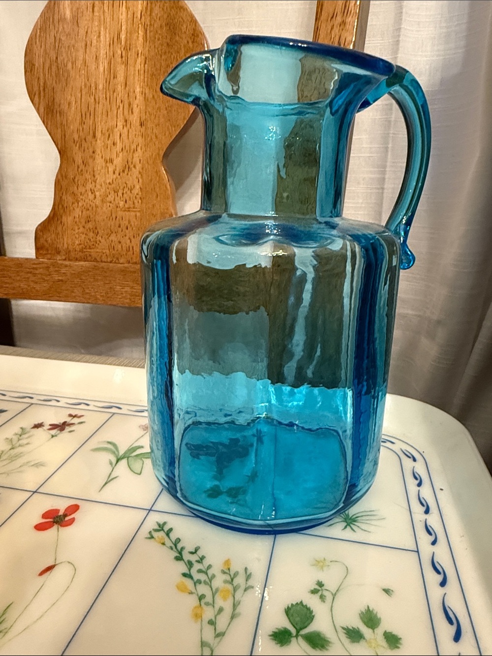 Aqua Blue Glass small Pitcher - Picture 6 of 6